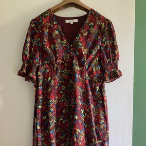 Simple Retro V-neck Floral Dress